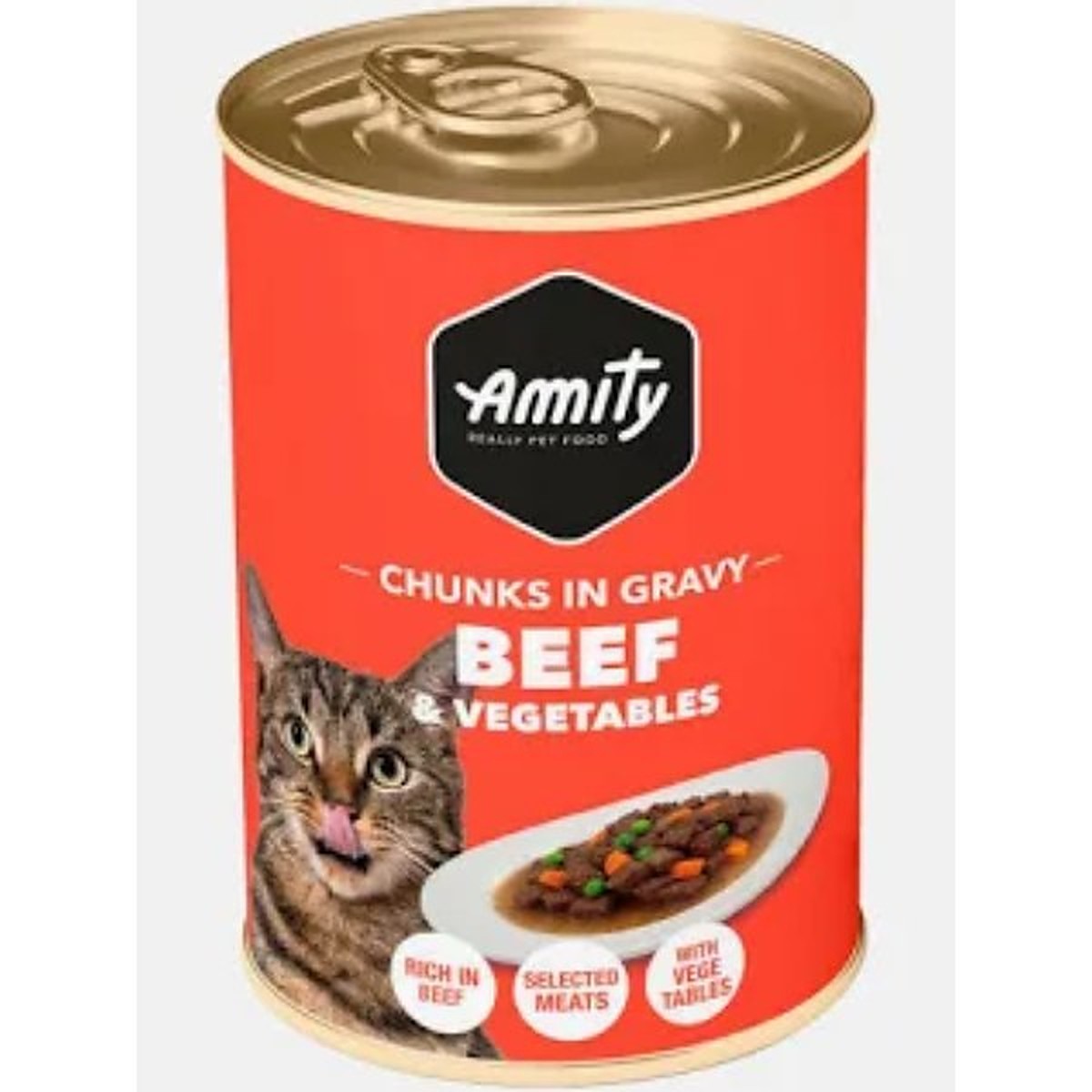 AMITY CHUNKS BEEF AND VEGETABLE ADULT CAT WET FOOD 415 GR