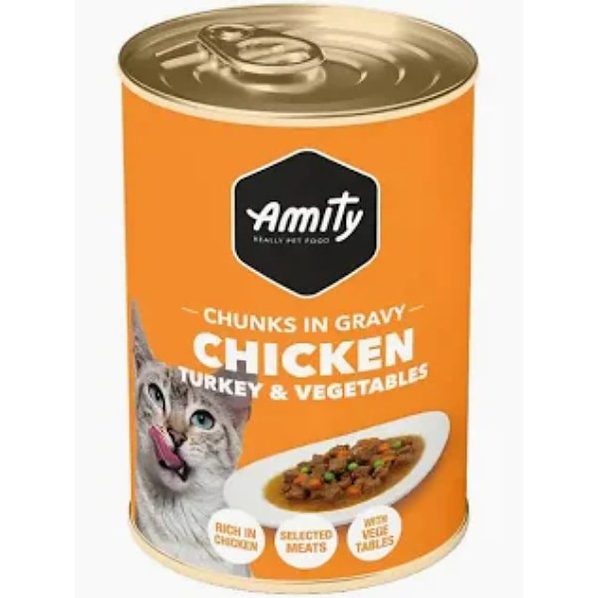AMITY CHUNKS CHICKEN, TURKEY & VEG ADULT CAT WET FOOD 415 GR