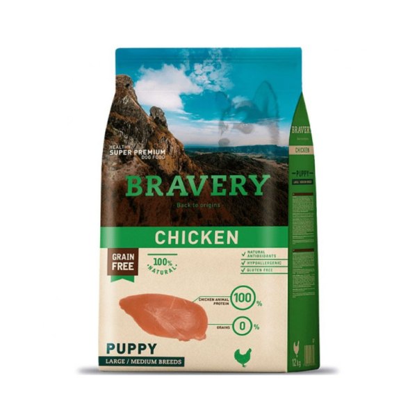 BRAVERY CHICKEN PUPPY LARGE/MEDIUM BREEDS 12 KG