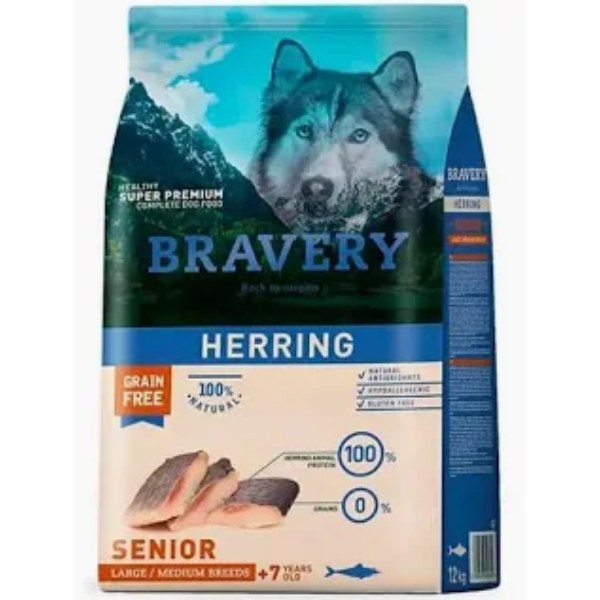 BRAVERY HERRING SENIOR LARGE/MEDIUM BREEDS 12 KG