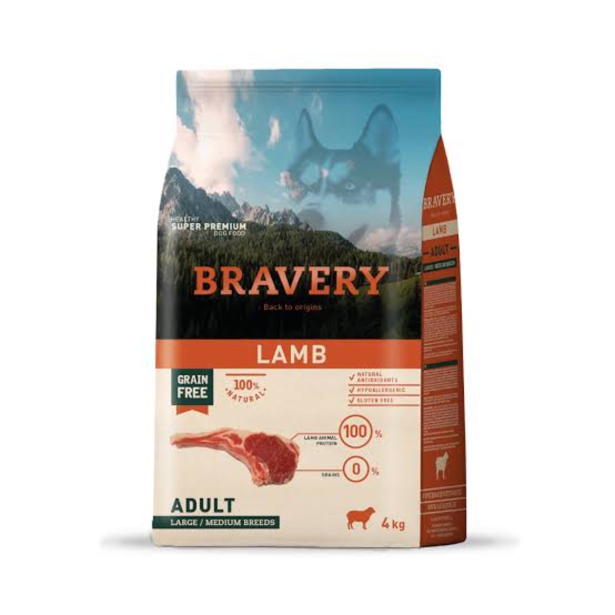 BRAVERY LAMB ADULT LARGE/MEDIUM BREEDS 4KG