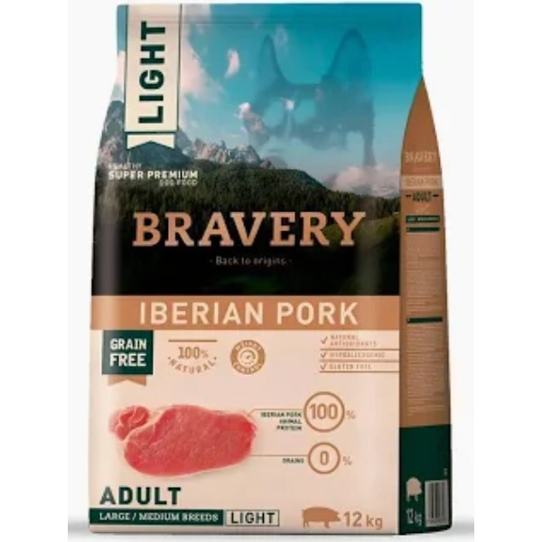 BRAVERY LIGHT IBERIAN PORK ADULT LARGE/MEDIUM BREEDS 12 KG
