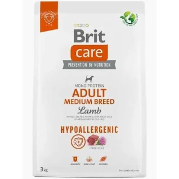 BRIT CARE DOG HYPOALLERGENIC ADULT MEDIUM BREED LAMB 3 KG