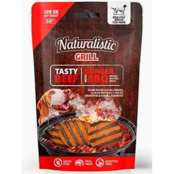 NT GRILL TASTY BEEF BURGER W/BBQ, 3 UN, 120 GR